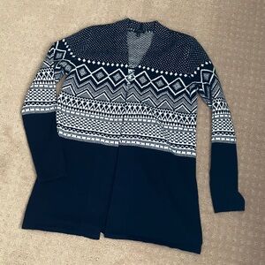 Talbots Navy and White Knit Cardigan
